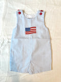 American Flag Blue Seersucker Shortalls