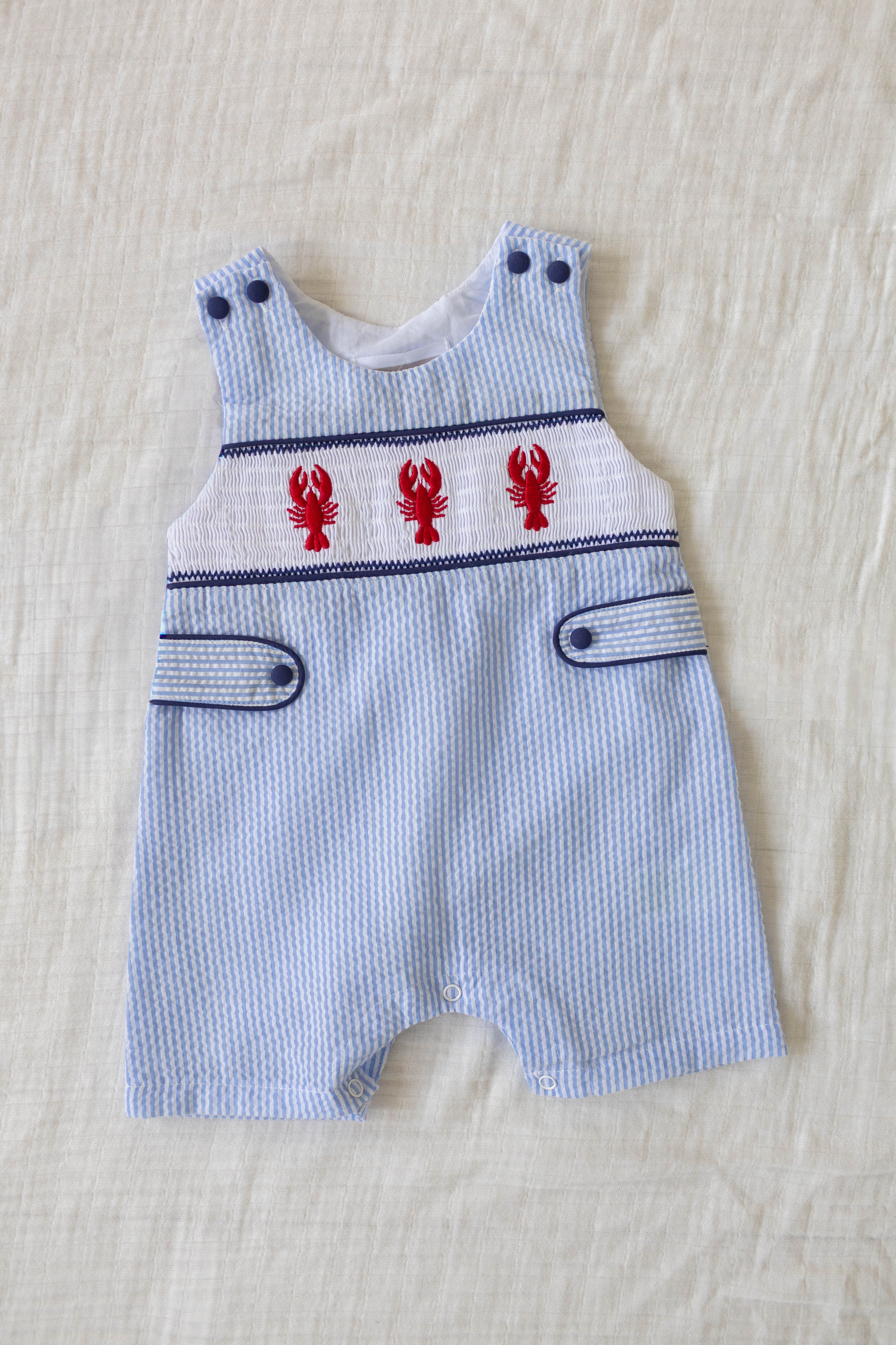 Crawfish Smocked Shortalls