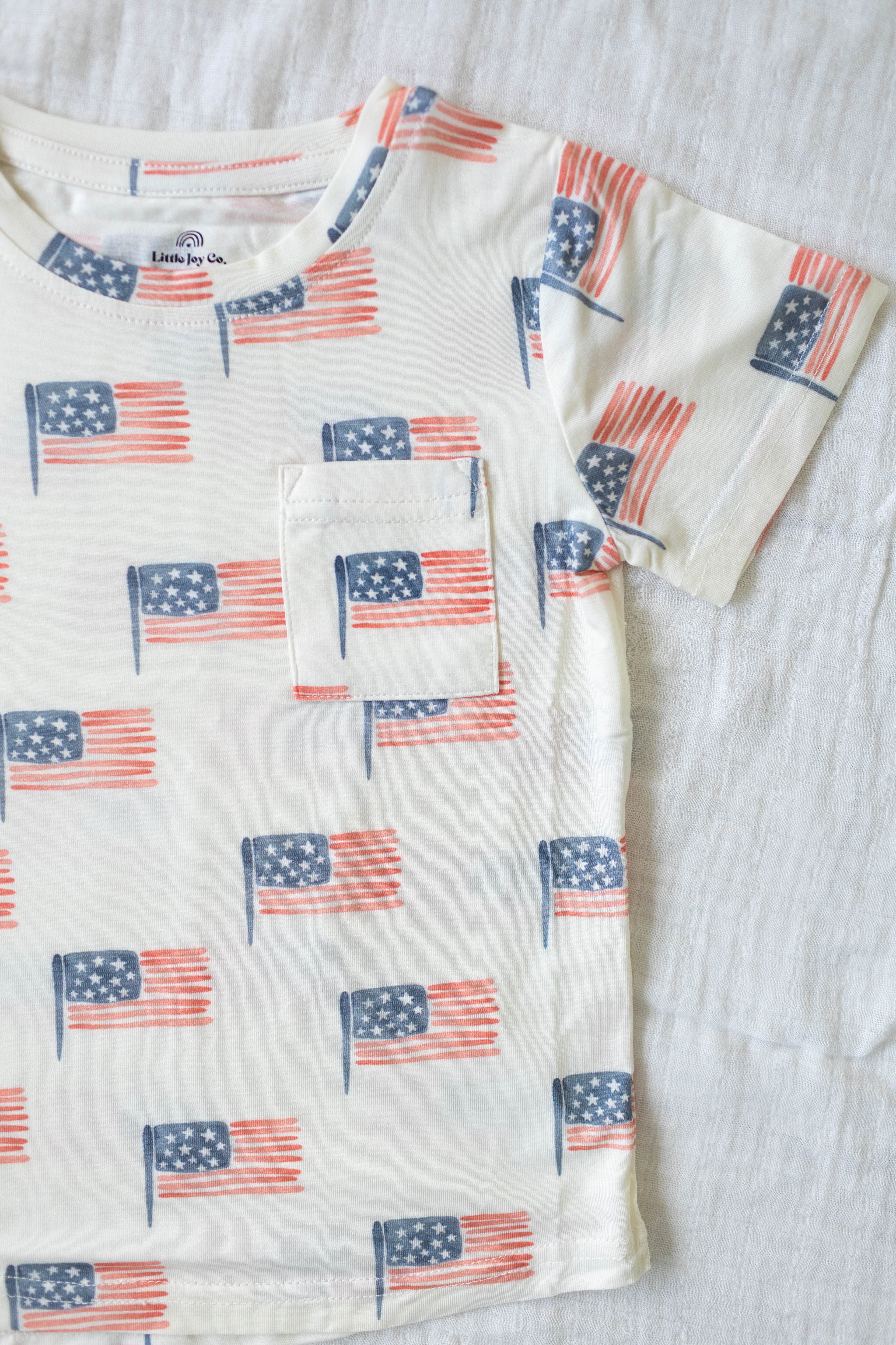 American Flag Pocket Tee
