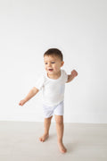 White Stripe Shorts Set